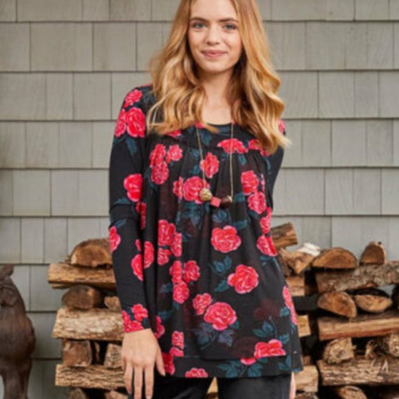 Matilda Jane Winter Blooms Floral Knit Top Small - Picture 2 of 8